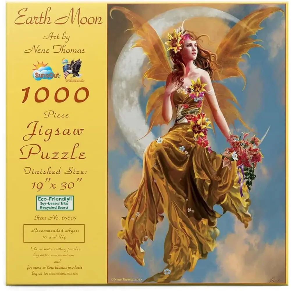 NEW Earth Moon 1000 piece jigsaw puzzle by Sunsout from artist Nene Thomas Fairy - Picture 2 of 2